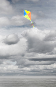 Girl and flying kite